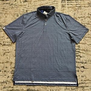 RLX Ralph Lauren Boat Print Golf Polo Shirt NEW Men’s navy white